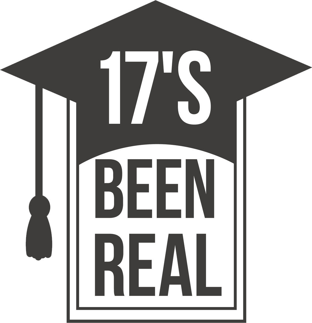 17's Been Real Graduation Cap Cartoon Icon Vinyl Sticker Decal