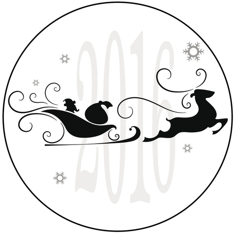 2016 Christmas Holiday Santa Sleigh and Reindeer Silhouette Vinyl Decal Sticker