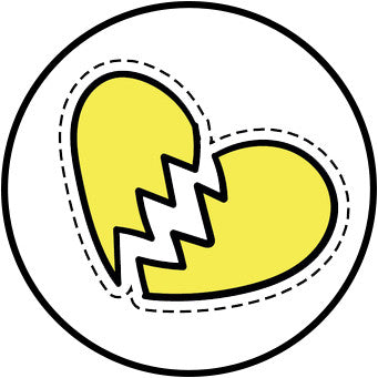 90's Teen Girl Theme Cartoon Icon - Broken Heart Vinyl Decal Sticker