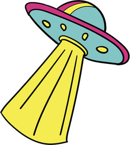 90's Teen Girl Theme Cartoon Icon - Flying Saucer Space Ship Vinyl Decal Sticker