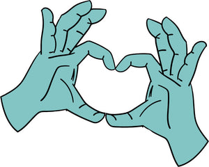 90's Teen Girl Theme Cartoon Icon - Heart Hands Vinyl Decal Sticker