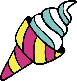90's Teen Girl Theme Cartoon Icon - Ice Cream Cone Vinyl Decal Sticker
