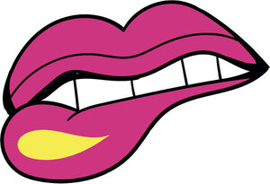 90's Teen Girl Theme Cartoon Icon - Lip Bite Vinyl Decal Sticker