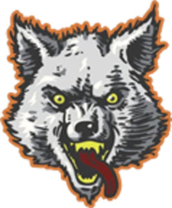 ANGRY WEREWOLF WITH TEETH AND TONGUE GREY BLACK ORANGE RED Vinyl Decal Sticker