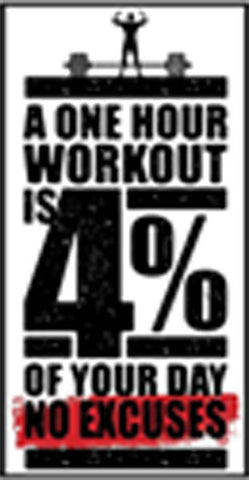 A One Hour Workout Is 4 Percent Of Your Day No Excuses Motivational Quote (Border included around image as shown) Vinyl Decal Sticker
