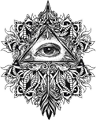 Abstract Black and White Pyramid Eye of Providence Design Cartoon - Floral Vinyl Decal Sticker
