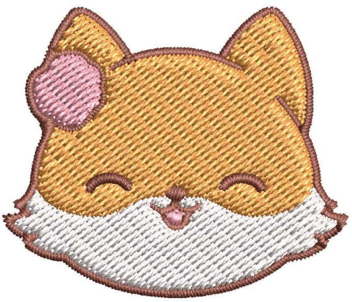 Iron on / Sew On Patch Applique Adorable Kawaii Fox Emoji Cartoon #1 - Girly Embroidered Design