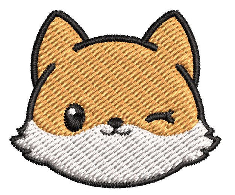 Iron on / Sew On Patch Applique Adorable Kawaii Fox Emoji Cartoon #2 - Winking Embroidered Design