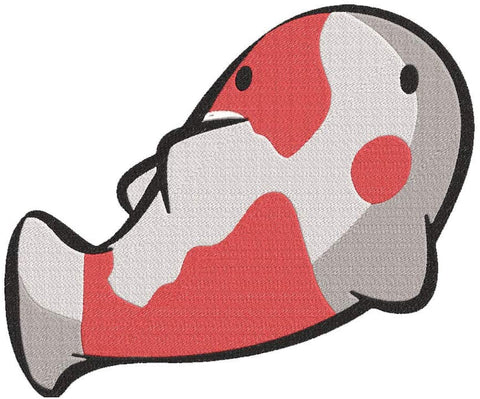 Iron on / Sew On Patch Applique Adorable Kawaii Koi Fish Cartoon Drawing #2 Embroidered Design
