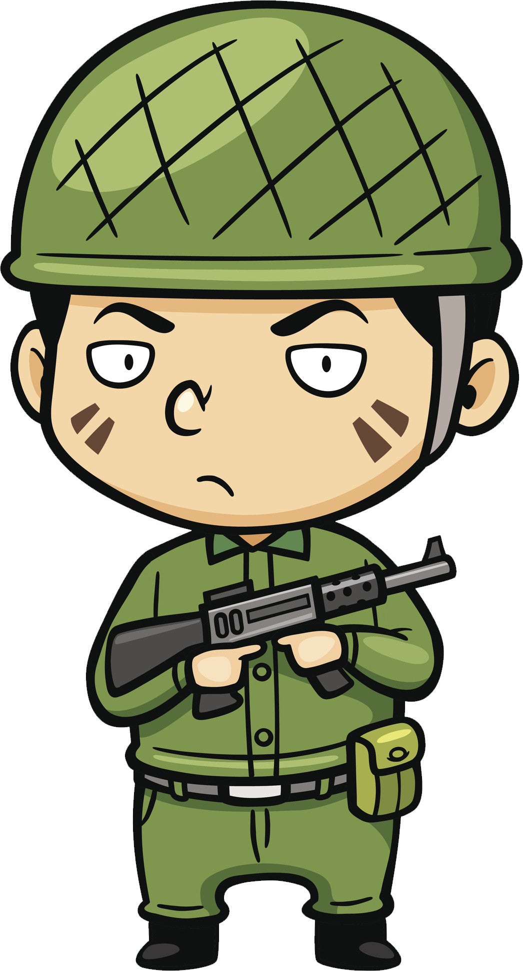 Adorable Asian Kawaii Green Soldier Cartoon Vinyl Decal Sticker