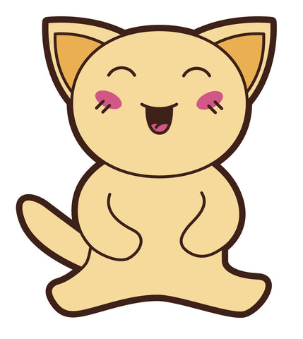 Adorable Asian Kitty Cat  (3) Vinyl Decal Sticker