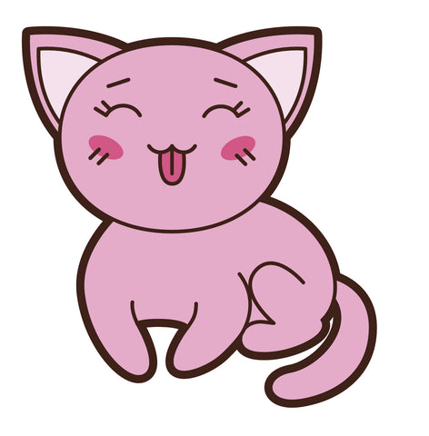 Adorable Asian Kitty Cat  (4) Vinyl Decal Sticker
