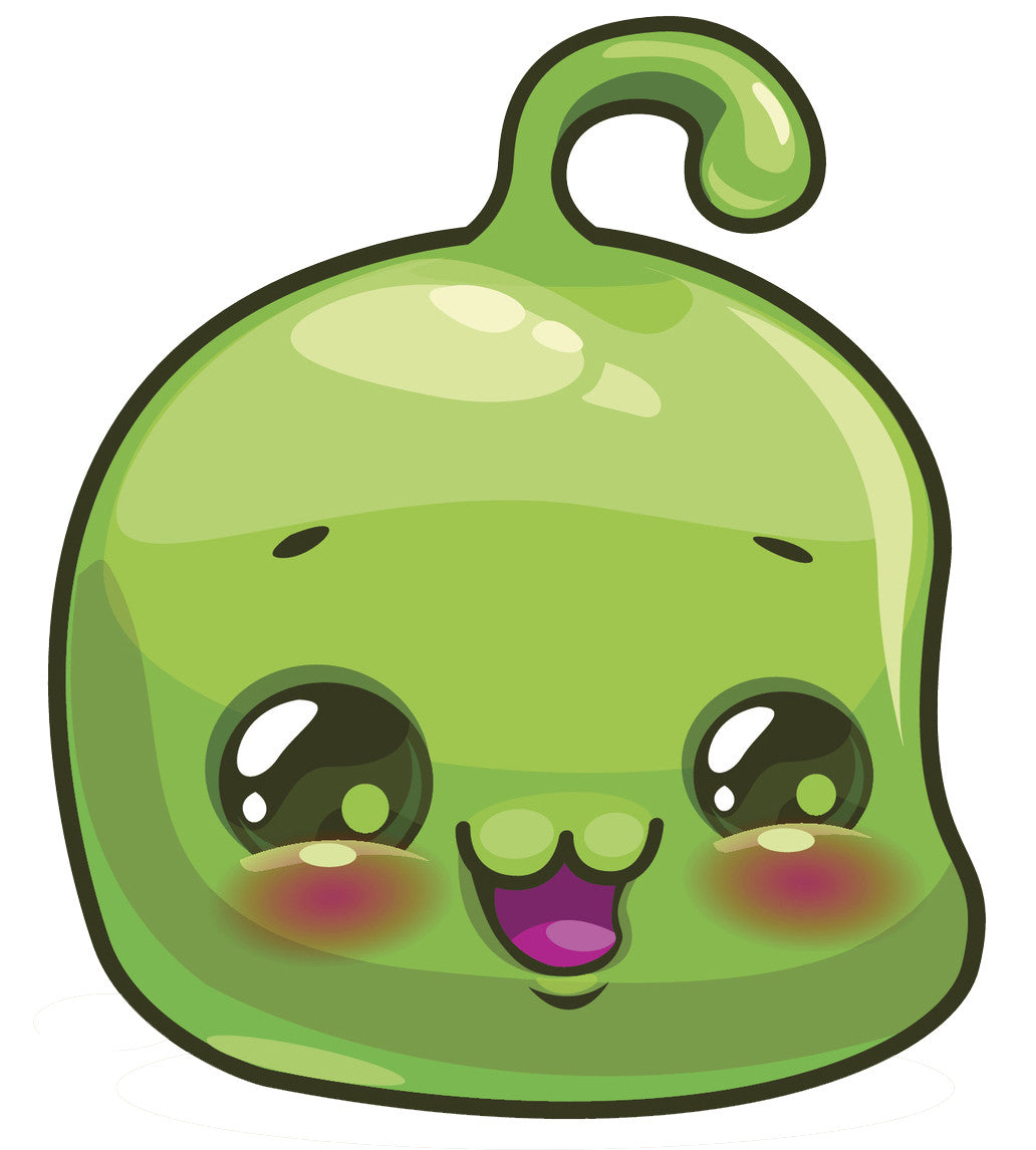 Adorable Baby Alien Jello Head Cartoon Emoji  - Green Vinyl Decal Sticker