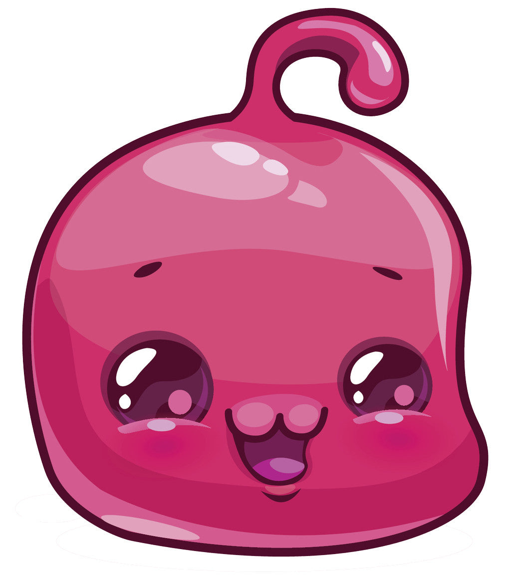 Adorable Baby Alien Jello Head Cartoon Emoji  - Pink Vinyl Decal Sticker
