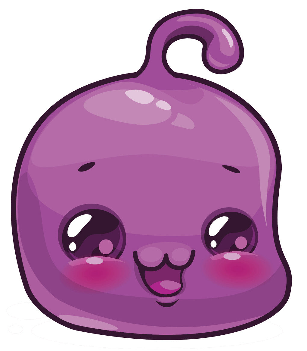 Adorable Baby Alien Jello Head Cartoon Emoji  - Purple Vinyl Decal Sticker