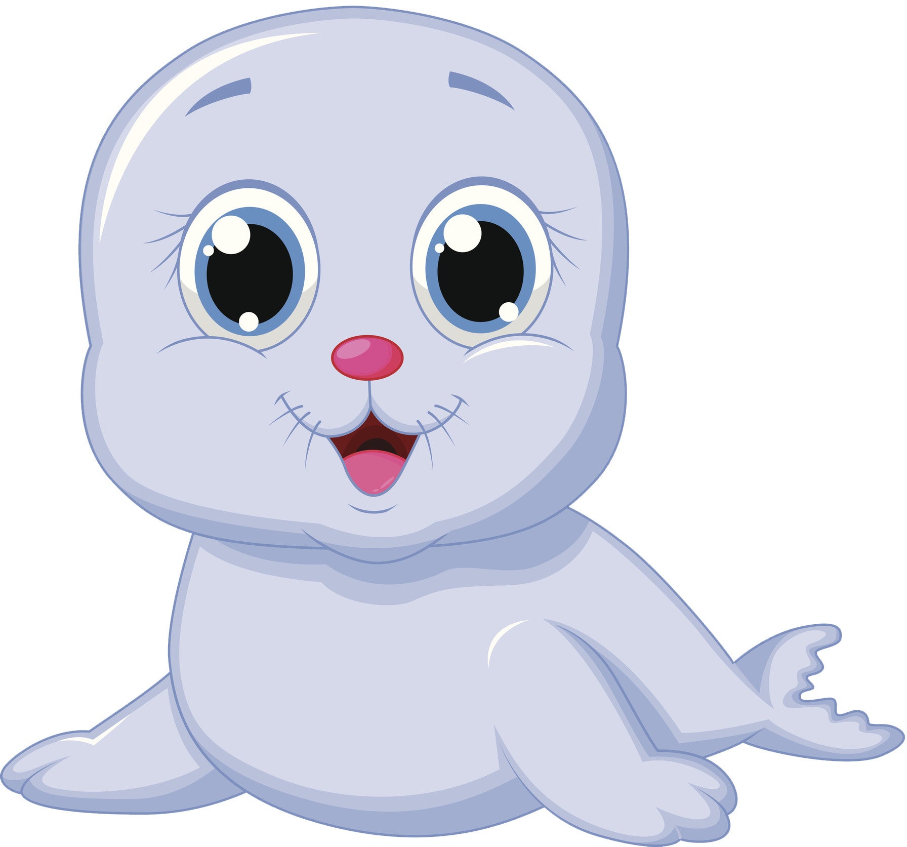 Adorable Baby Gray Seal Pup Cartoon Vinyl Decal Sticker