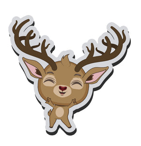 Adorable Baby Holiday Christmas Reindeer Cartoon Emoji  (3) Vinyl Decal Sticker