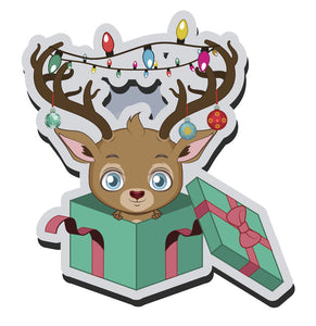 Adorable Baby Holiday Christmas Reindeer Cartoon Emoji  (6) Vinyl Decal Sticker