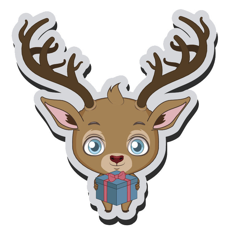 Adorable Baby Holiday Christmas Reindeer Cartoon Emoji  (8) Vinyl Decal Sticker