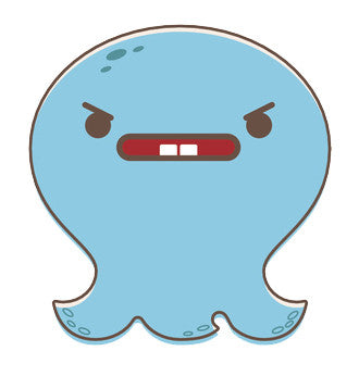Adorable Baby Octopus Ghost Emoji - Angry Vinyl Decal Sticker