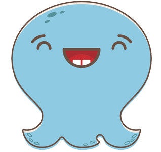 Adorable Baby Octopus Ghost Emoji - Laughing Vinyl Decal Sticker