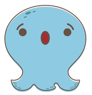 Adorable Baby Octopus Ghost Emoji - Shocked Vinyl Decal Sticker