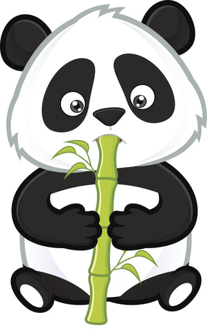 Adorable Baby Panda Bear with Bamboo Stick Vinyl Decal Sticker