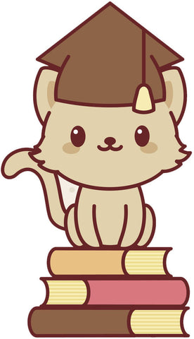 Adorable Baby Pet Animal - Kitty Cat Book Graduate Vinyl Decal Sticker