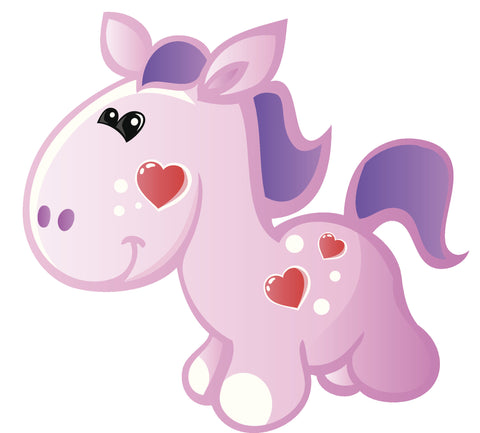 Adorable Baby Pony Horse with Hearts Vinyl Decal Sticker