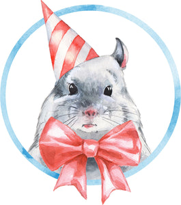 Adorable Birthday Hamster Pet Watercolor Art Vinyl Decal Sticker