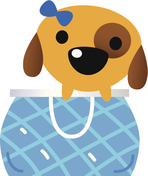 Adorable Cute Baby Blue Puppy Dog Cartoon - Purse Bag Vinyl Decal Sticker