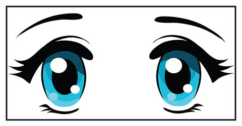 Adorable Cute Big Beautiful Anime Eyes Cartoon - Blue Vinyl Decal Sticker