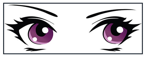 Adorable Cute Big Beautiful Anime Eyes Cartoon - Purple Vinyl Decal Sticker