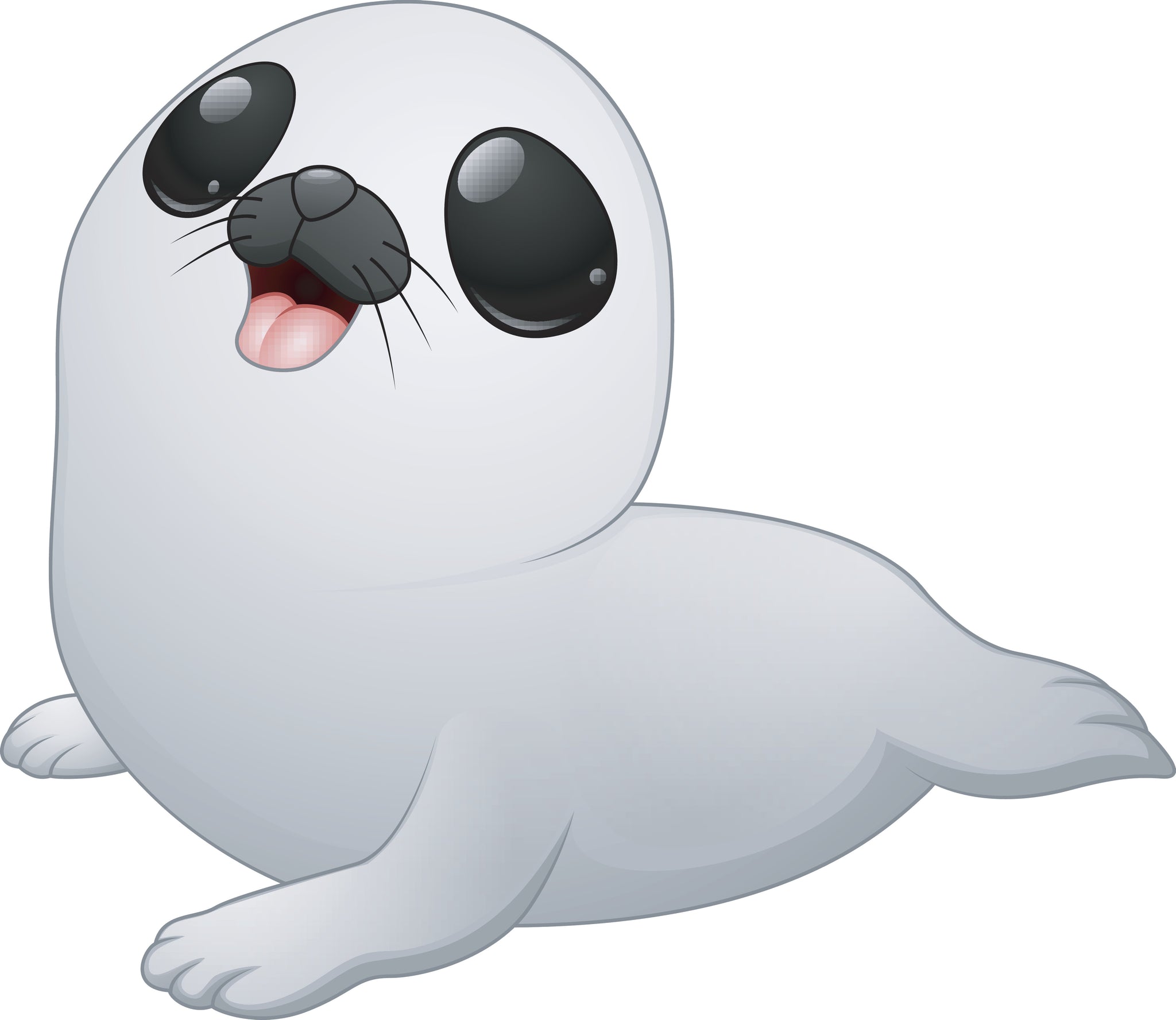 Adorable Cute Big  Eyed White Baby Seal Vinyl Decal Sticker