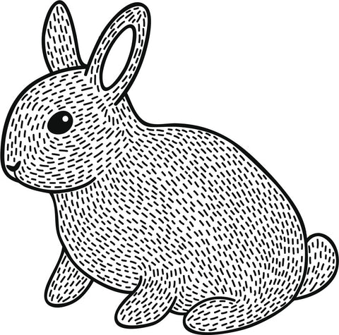 Adorable Cute Black and White Bunny Rabbit Pen Art Vinyl Decal Sticker