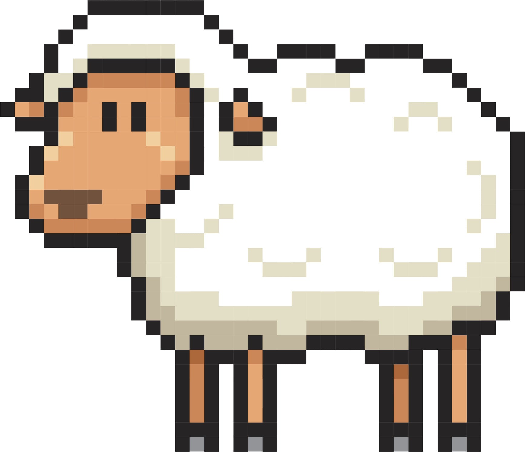 Adorable Cute Digital Game Animal Cartoon - Lamb Sheep Vinyl Decal Sticker