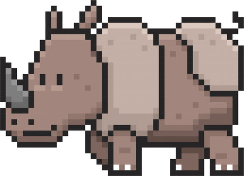 Adorable Cute Digital Game Animal Cartoon - Rhino Vinyl Decal Sticker