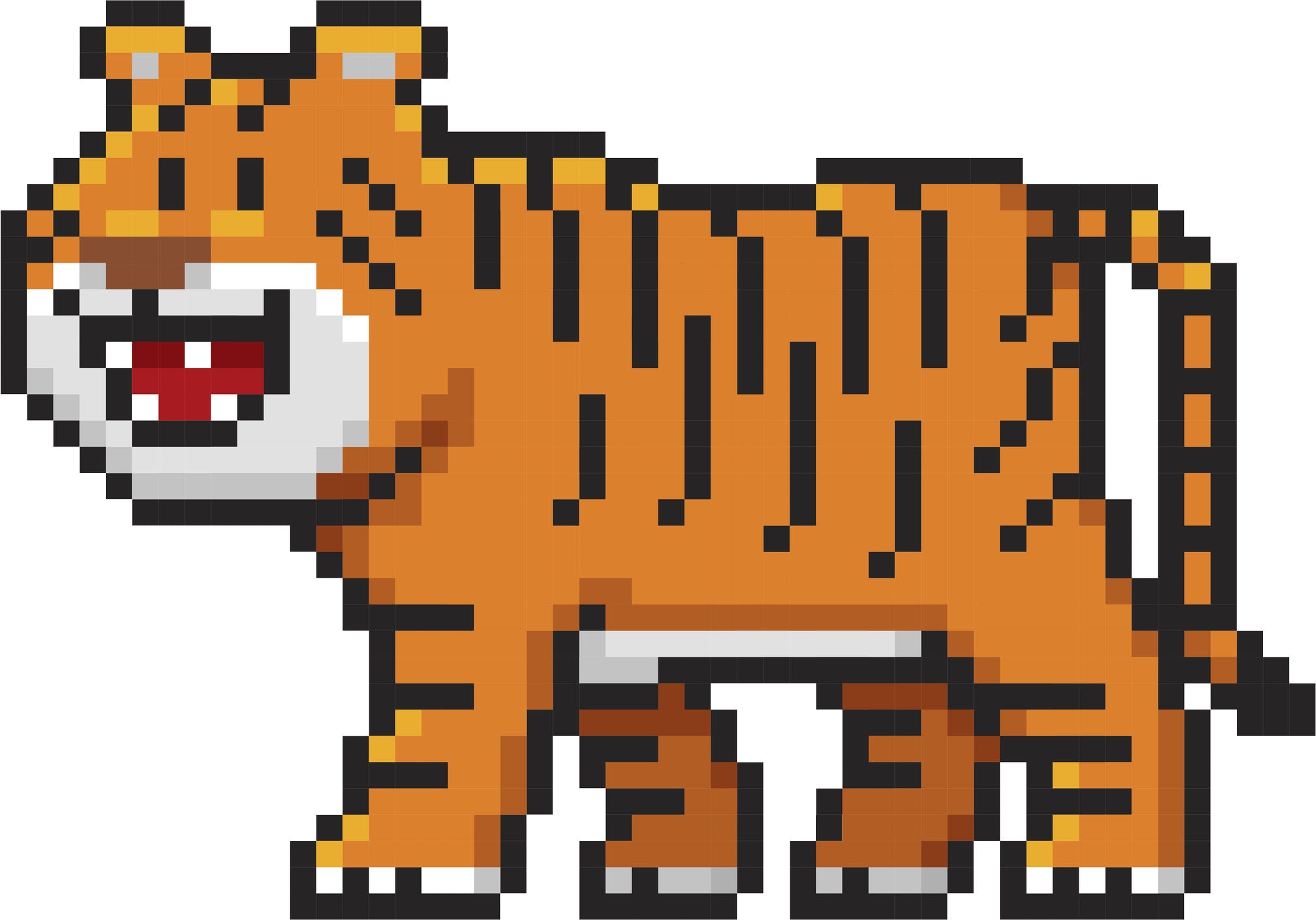 Adorable Cute Digital Game Animal Cartoon - Tiger Vinyl Decal Sticker