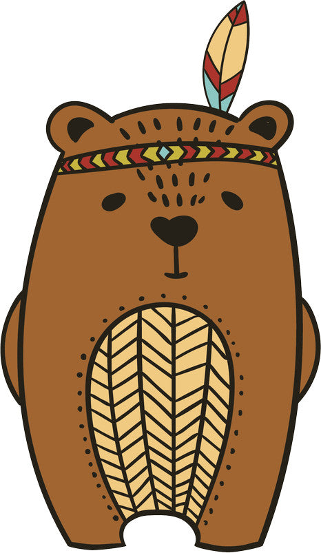 Adorable Cute Forest Totem Animal Brown Cartoon - Bear Vinyl Decal Sticker