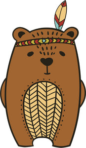 Adorable Cute Forest Totem Animal Brown Cartoon - Bear Vinyl Decal Sticker