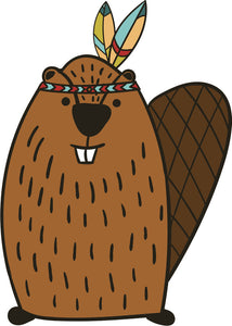 Adorable Cute Forest Totem Animal Brown Cartoon - Beaver Vinyl Decal Sticker