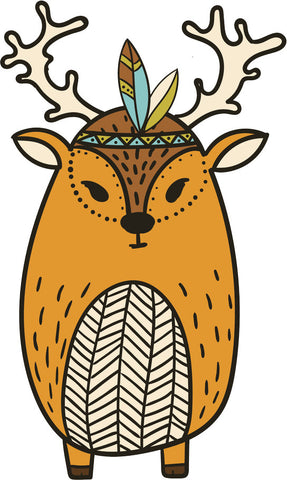 Adorable Cute Forest Totem Animal Brown Cartoon - Deer Vinyl Decal Sticker