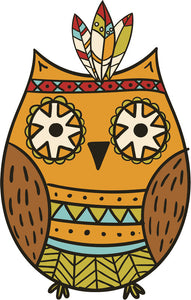 Adorable Cute Forest Totem Animal Golden Cartoon - Owl Vinyl Decal Sticker