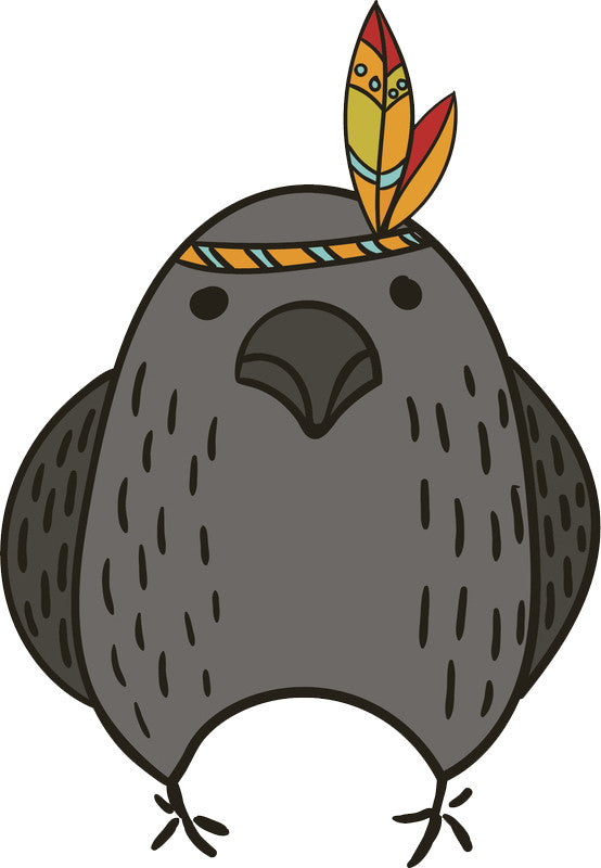 Adorable Cute Forest Totem Animal Gray Cartoon - Bird Pigeon Vinyl Decal Sticker