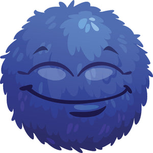 Adorable Cute Furry Fuzzy Ball Monster Cartoon Emoji - Dark Blue Vinyl Decal Sticker