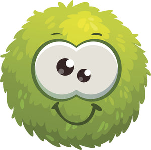 Adorable Cute Furry Fuzzy Ball Monster Cartoon Emoji - Green Vinyl Decal Sticker