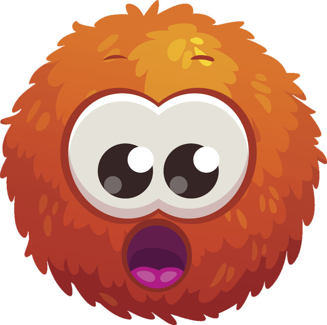 Adorable Cute Furry Fuzzy Ball Monster Cartoon Emoji - Orange Vinyl Decal Sticker