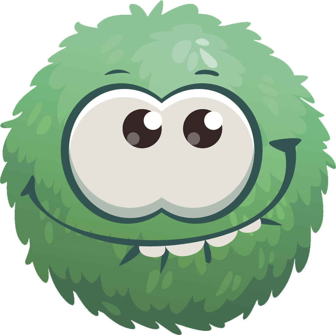 Adorable Cute Furry Fuzzy Ball Monster Cartoon Emoji - Teal Vinyl Decal Sticker