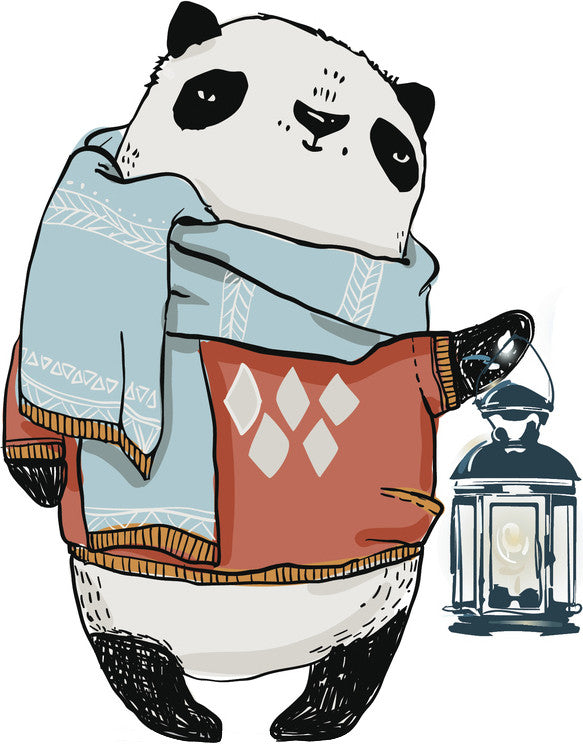 Adorable Cute Hipster Zoo Animal Cartoon - Panda Bear Vinyl Decal Sticker