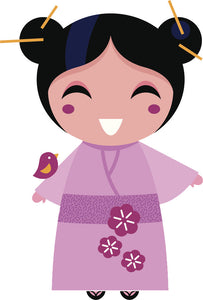 Adorable Cute Japanese Kawaii Girl in Kimono Cartoon #1 Vinyl Decal Sticker